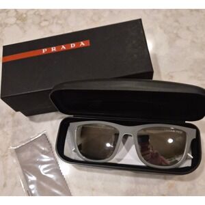 Prada Linea Rossa SPS 04X Polarized Sunglasses Matte Grey White Mens SPS04X